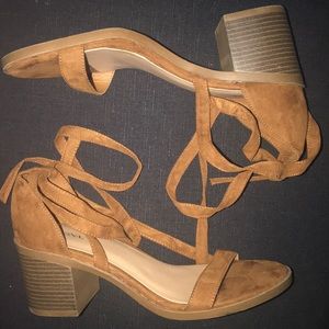 Faux suede lace up heels
